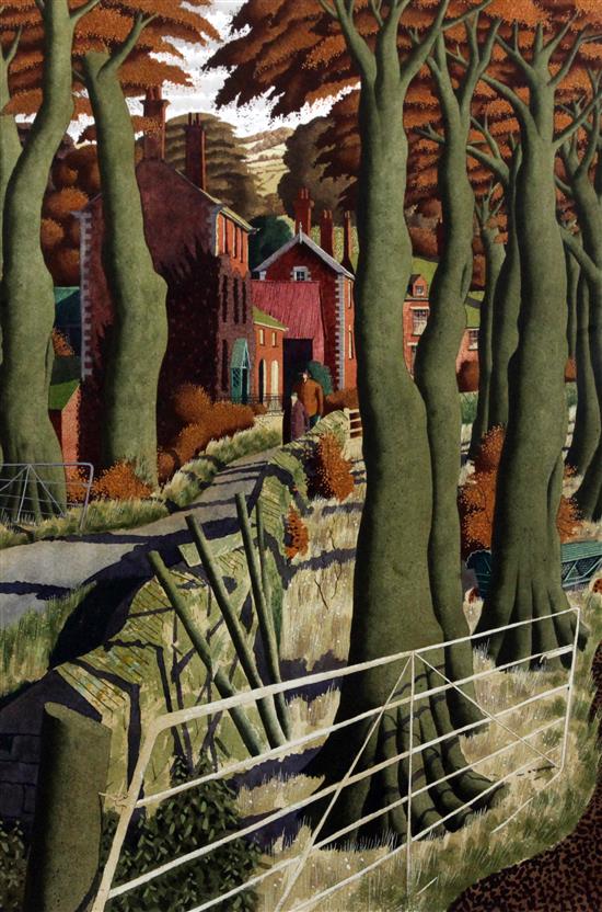 § Simon Palmer (b.1956) The Small Farmer and the Large Farm Worker 24 x 16.5in.